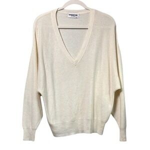 Essential Antwerp Cream V-Neck Sweater Like New S Viscose Wool Cashmere